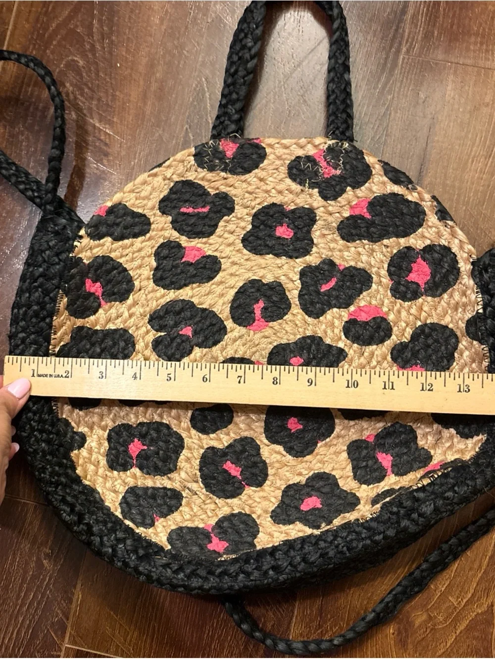 Kumo Crossbody Tote Leopard Animal - Fushia Black Natural Jute Bag by Shiraleah